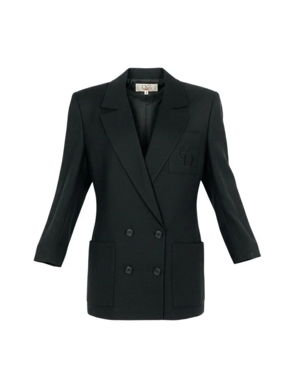 Dior Eh6 Tailored Jacket Double Breasted CD Logo Embroidered Linen Blend 40